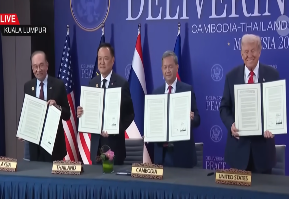 THAILANDA ȘI CAMBODGIA SEMNEAZĂ UN ”ACORD DE PACE” ÎN PREZENȚA PREȘEDINTELUI DONALD TRUMP